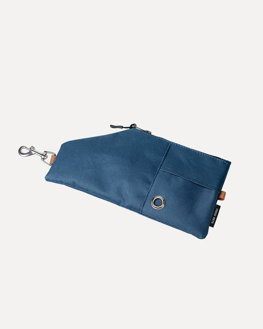 Overview of the durable and versatile crossbody travel pouch in navy blue, featuring its complete design.