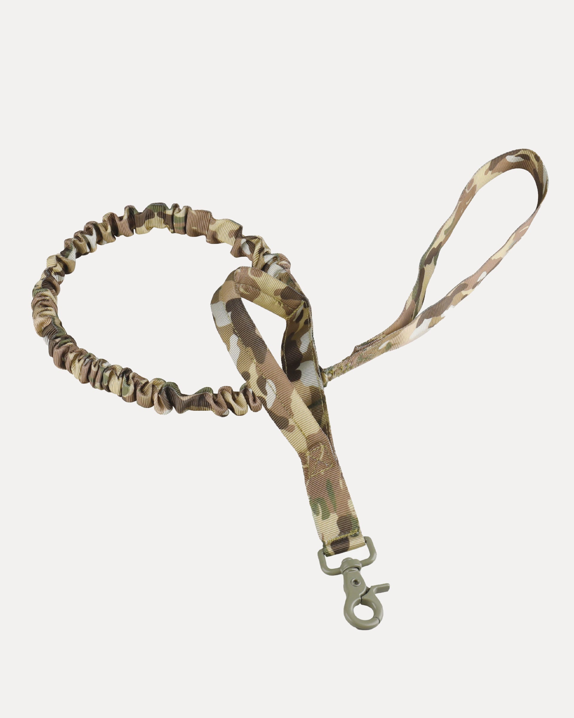 Overview of tactical no-pull dog leash in camouflage pattern.